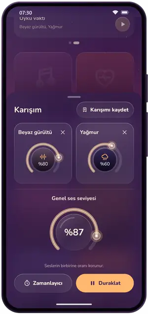 Her ses için ses düğmesi olan karışım ekranı
